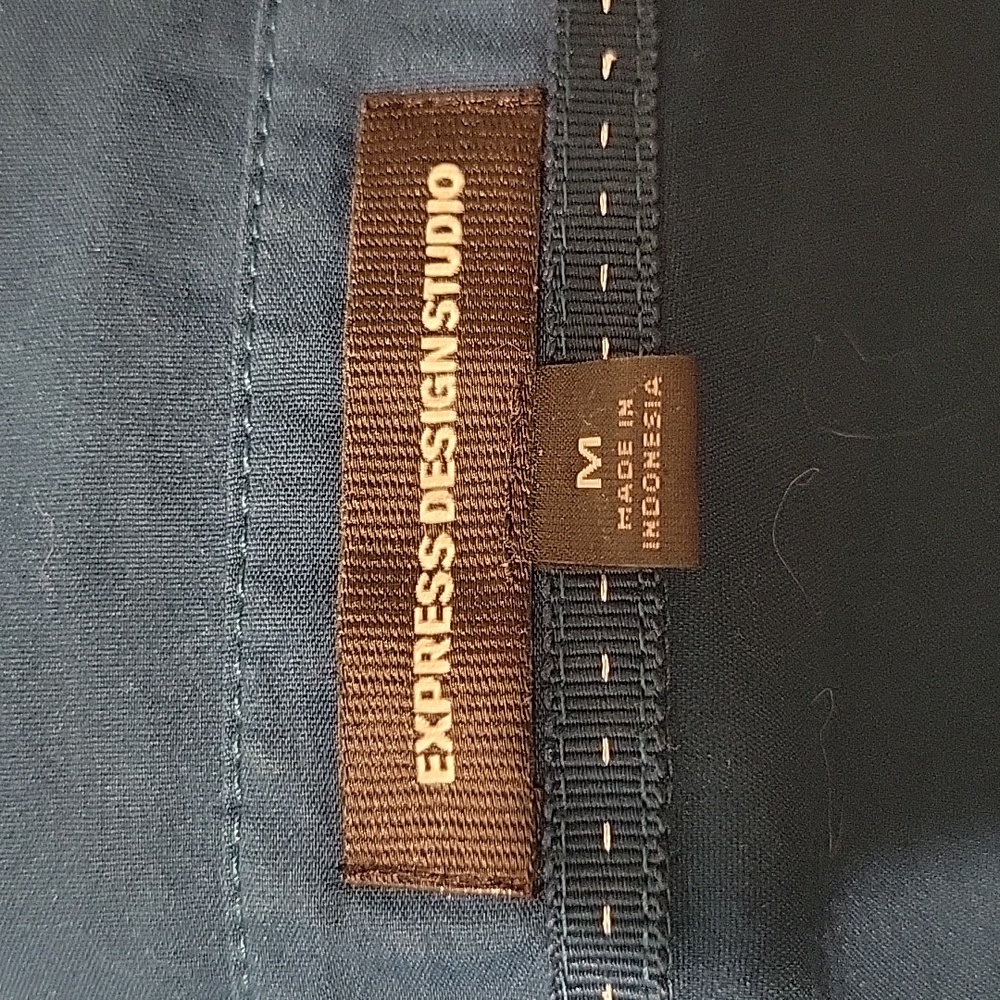 Express Dark Green Button Down Blouse - image 4